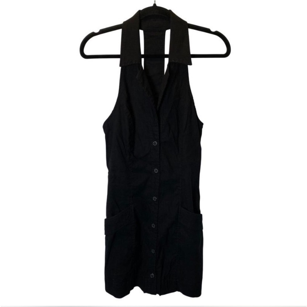 Maeve Anthropologie Halter Mini Dress Women Medium Black Dark Academia Edgy Chic